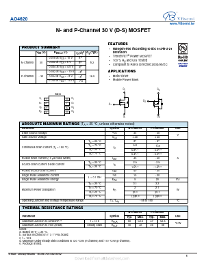 AO4620 Datasheet PDF VBsemi Electronics Co.,Ltd