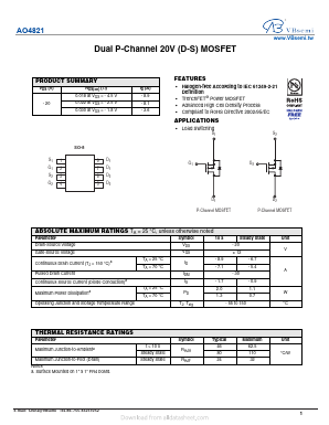 AO4821 Datasheet PDF VBsemi Electronics Co.,Ltd