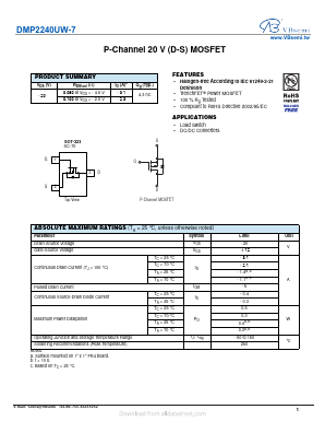 DMP2240UW-7 Datasheet PDF VBsemi Electronics Co.,Ltd