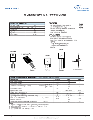 7N60LL-TF3-T Datasheet PDF VBsemi Electronics Co.,Ltd