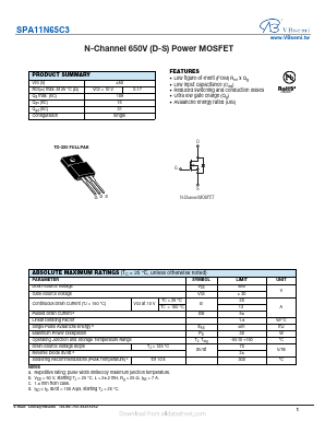 SPA11N65C3 Datasheet PDF VBsemi Electronics Co.,Ltd