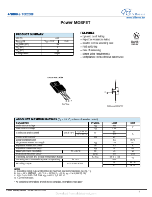4N80K5 Datasheet PDF VBsemi Electronics Co.,Ltd