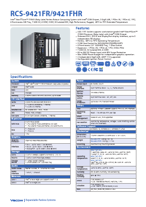 RCS-9421FHR Datasheet PDF Vecow Co., Ltd.
