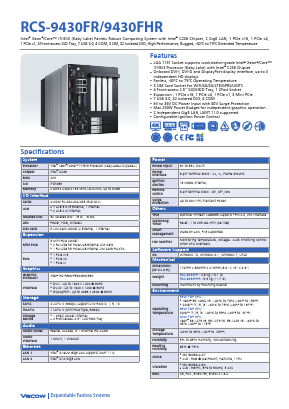 RCS-9430FR Datasheet PDF Vecow Co., Ltd.