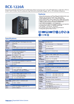 RCX-1220A Datasheet PDF Vecow Co., Ltd.