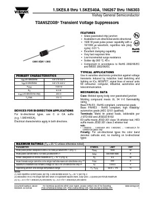 1.5KE100CA Datasheet PDF Vishay Semiconductors