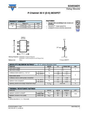 SI3455ADV-T1-GE3 Datasheet PDF Vishay Semiconductors