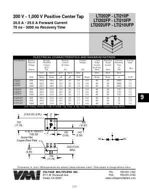 LTI210P Datasheet PDF Voltage Multipliers Inc