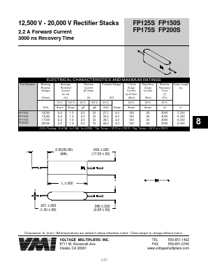 FP125S Datasheet PDF Voltage Multipliers Inc