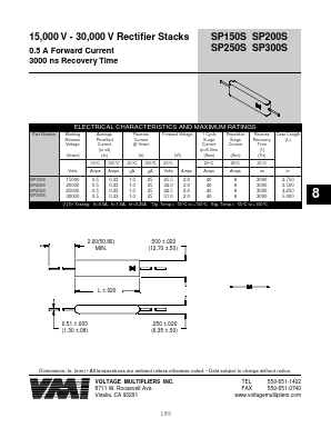 SP150S Datasheet PDF Voltage Multipliers Inc
