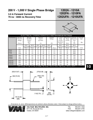 1210UFA Datasheet PDF Voltage Multipliers Inc