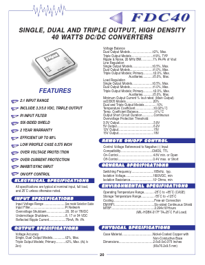 FDC40-48S33 Datasheet PDF Volgen Kaga Electronics Inc.