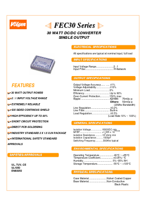 FEC30-24S15 Datasheet PDF Volgen Kaga Electronics Inc.