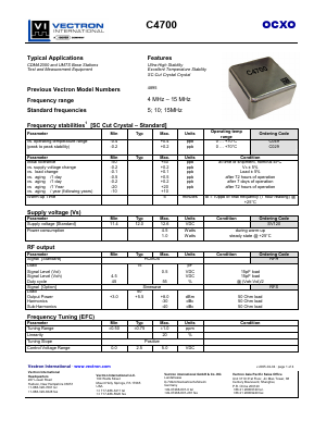 SV120 Datasheet PDF Vectron International