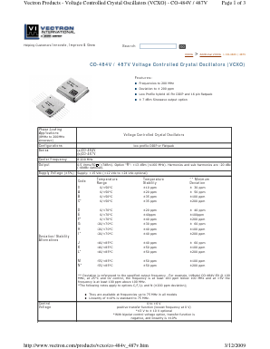 CO-484V Datasheet PDF Vectron International