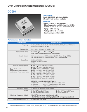 OC-290-DBB-ST3NA-10.0 Datasheet PDF Vectron International