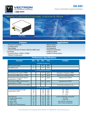 OX-043 Datasheet PDF Vectron International