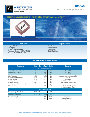 OX-0600-BAT-709 Datasheet PDF Vectron International