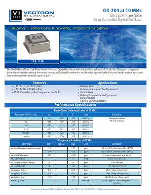OX-204 Datasheet PDF Vectron International