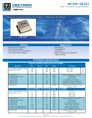 OX-2214-DEE-258 Datasheet PDF Vectron International