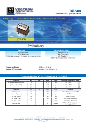 OX-5000-DAP-1072-10 Datasheet PDF Vectron International