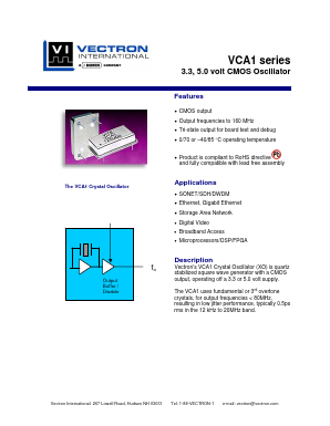 VCA1-F3A-25M00 Datasheet PDF Vectron International