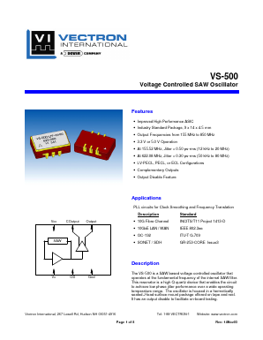 VS-500-LEF-HNN-627.3296 Datasheet PDF Vectron International