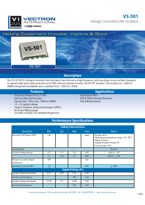 VS-501 Datasheet PDF Vectron International