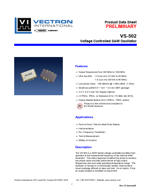 VS-502-CJF-FNN-938 Datasheet PDF Vectron International
