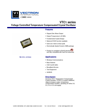VTC1-B02C-10M00 Datasheet PDF Vectron International