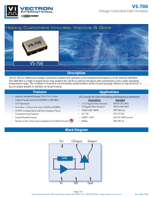 VS-700-LFF-GNN-622M080000 Datasheet PDF Vectron International