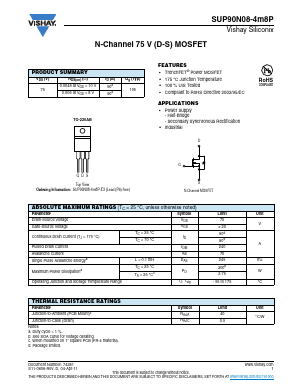 SUP90N08-4M8P Datasheet PDF Vishay Semiconductors