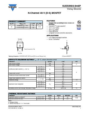 SUD50N04-8M8P-4GE3 Datasheet PDF Vishay Semiconductors