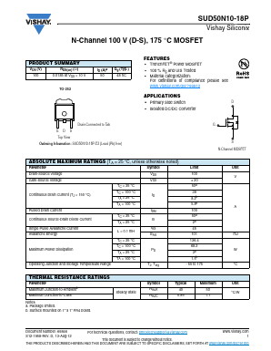 SUD50N10-18P-E3 Datasheet PDF Vishay Semiconductors