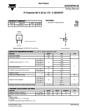 SUD50P08-26 Datasheet PDF Vishay Semiconductors