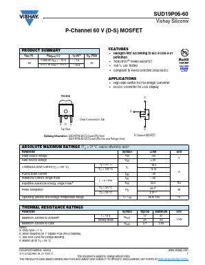 SUD19P06-60-E3 Datasheet PDF Vishay Semiconductors