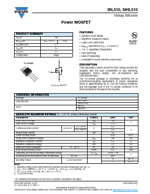 IRL510PBF Datasheet PDF Vishay Semiconductors