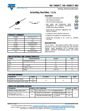 1N5817-M3 Datasheet PDF Vishay Semiconductors