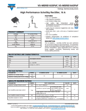 MBRB1635PBF Datasheet PDF Vishay Semiconductors