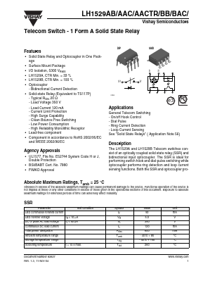LH1529AAC Datasheet PDF Vishay Semiconductors