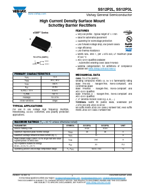 SS12P3L-M3/87A Datasheet PDF Vishay Semiconductors
