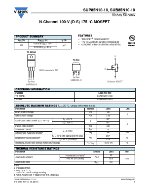 SUB85N10-10 Datasheet PDF Vishay Semiconductors