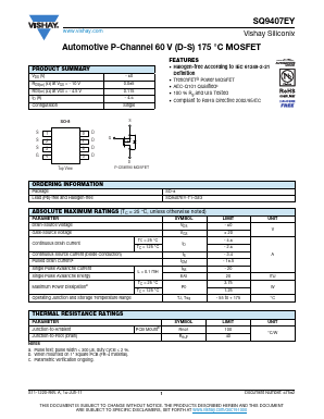 SQ9407EY-T1-GE3 Datasheet PDF Vishay Semiconductors