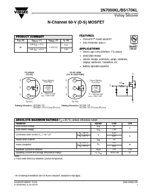 BS170KL-TR1 Datasheet PDF Vishay Semiconductors