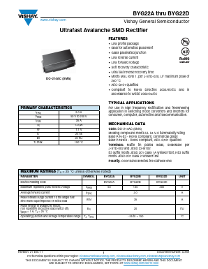 BYG22A-TR Datasheet PDF Vishay Semiconductors