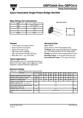 GBPC6005 Datasheet PDF Vishay Semiconductors