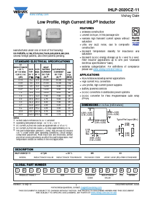 IHLP-2020CZ-11 Datasheet PDF Vishay Semiconductors