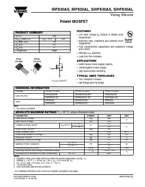 IRF830AS Datasheet PDF Vishay Semiconductors