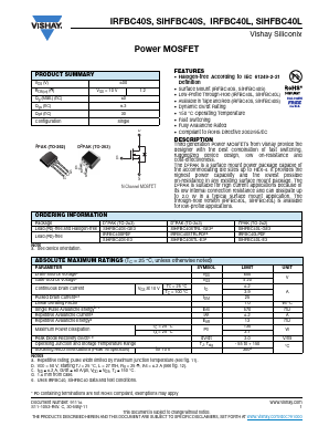 IRFBC40S Datasheet PDF Vishay Semiconductors