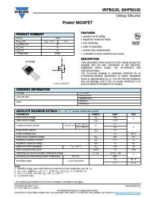 IRFBG30 Datasheet PDF Vishay Semiconductors